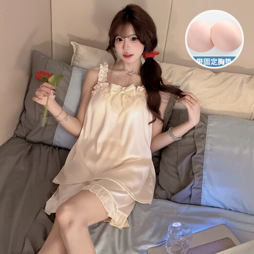 仙僖俫夏季新款带胸垫吊带睡衣家居服薄款蕾丝花边套装 JDX-9221#【粉色】 170 M