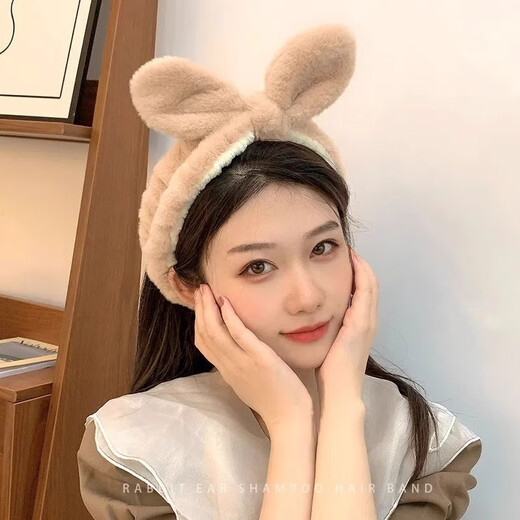 Tang Funi's special cute rabbit ears headband for face wash, women's summer day mask, makeup remover headband, new white bow headband