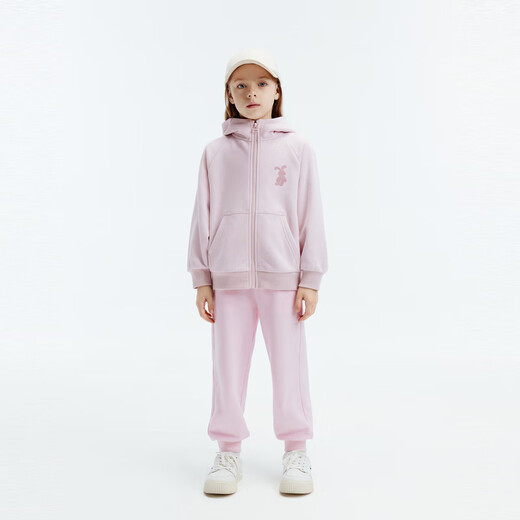 Little MO&Co. Children's clothing autumn new style girls versatile long-sleeved hooded jacket boys jacket children lotus root pink 2 140 140/68