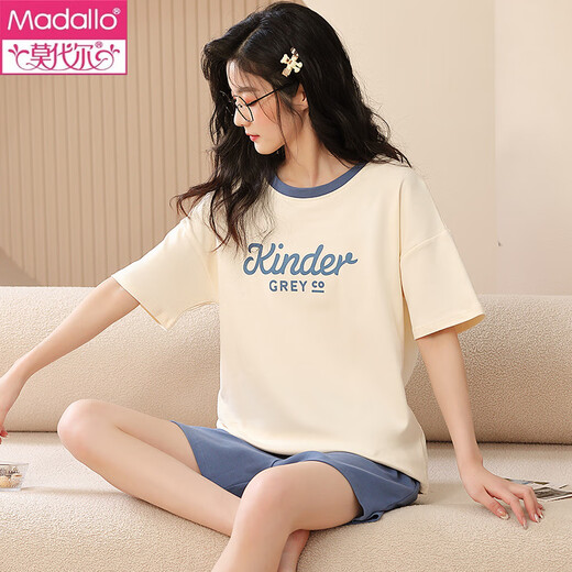 Pajamas de manga corta de mujeres modales para el algodón delgado de verano de algodón delgada de algodón grande de verano se puede usar afuera para la caricatura informal de primavera y otoño GXT6636 L (recomendado 95-115 Jin [Jin iguala 0.5 kg])