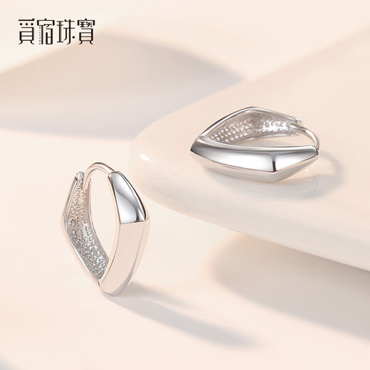 Misu pt950 platinum rhombus earrings glossy shiny platinum geometric square earrings as a birthday gift for your girlfriend, weighing 3.2-3.4 grams