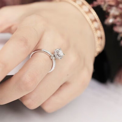 PT950 platinum bouquet with moissanite and diamond ring for women 18k luxury Ice Queen personalized new proposal light luxury style bouquet 1 carat ring with adjustable opening