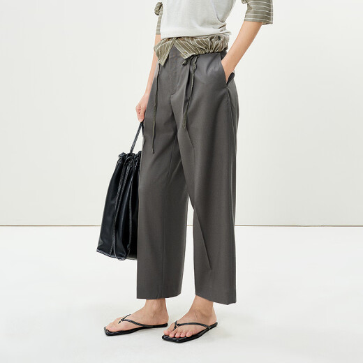 Menos [mismo estilo en el centro comercial] 2025 Summer Nuevo pantalones de corte rectos casuales 2p4e13660 367 té profundo verde m