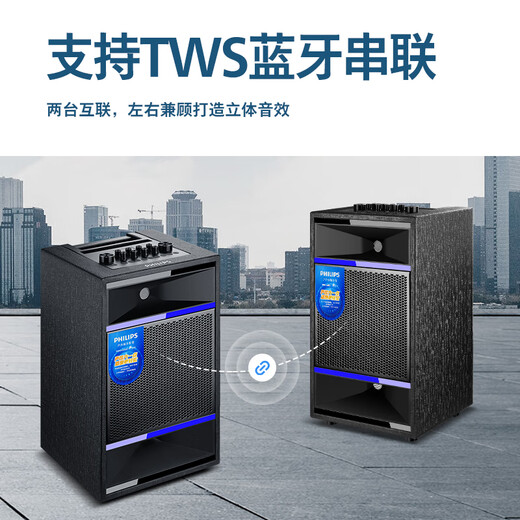 Philips outdoor stage high-power square dance audio mobile portable trolley commercial conference speaker wireless Bluetooth high-volume karaoke amplification with dual microphones SD509 8-inch subwoofer + dual professional microphones