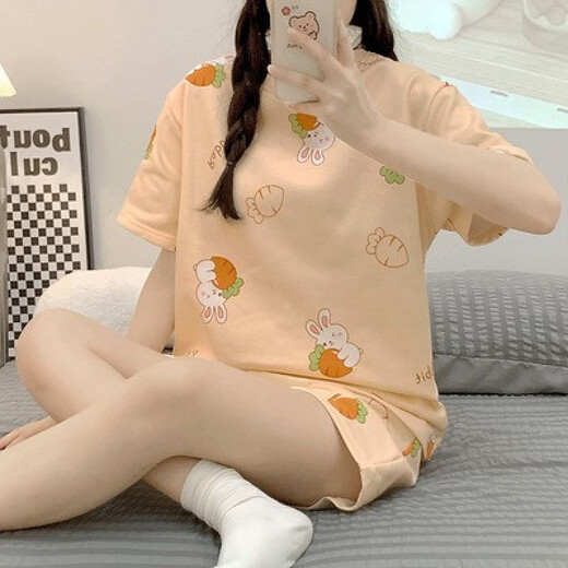 欧妙妤睡衣女士夏季新款短袖短裤休闲韩版网红风夏天家居服套装可外穿 1047#小狗 M