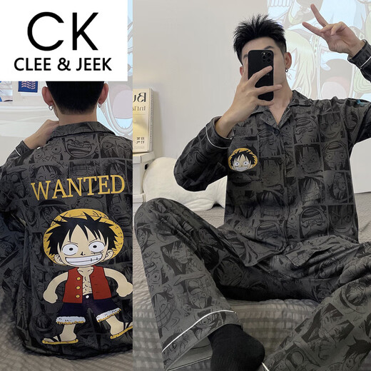 Clee/Jeek Herren-Pyjamas langärmelige Hose Frühling und Herbst Dünne Student Cartoon Teenager Herren-Männer großer Heimkleidung 9901 Männermodell M Standard (High 165100jin [Jin gleich 0,5 kg]))