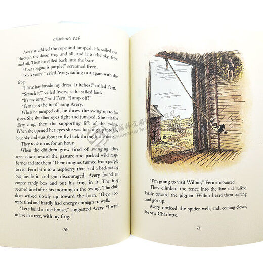 现货【外文书店】彩色插图版 Charlotte's Web 夏洛的网 大字全彩版 英文原版进口图书籍夏洛特的网  英文读物 680L 儿童读物