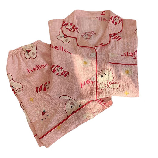 HUALIN FASHION夏季粉花泡泡袖短袖可爱薄款家居服套装 zd-673#库洛米 170 M