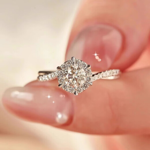 Authentic Pt950 platinum moissanite D color diamond ring 1 carat ring diamond wedding proposal gift for girlfriend Light luxury hexagram 50 points Default opening mouth can be adjusted in size