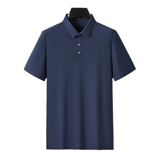 Runnbei High-End-Marke High-Elastic Ice Seide Polo-Hemd für Männer mit Fett Plus-Size-Hochzeitskleid Papa Casual Lose Hemd Black_825 [Geschenkbox] XL 180__140-160jin [Jin gleich 0,5 kg]