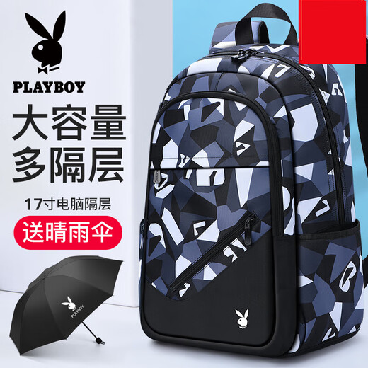 Playboy (Playboy) Mochila para hombres mochila Bolsa de computadoras informales livianas Bolsa de secundaria de secundaria.