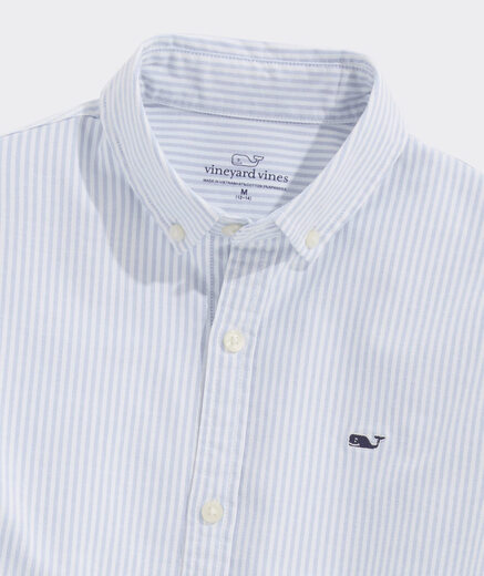 Vineyard vines boys striped stretch oxford shirt ocean breeze medium