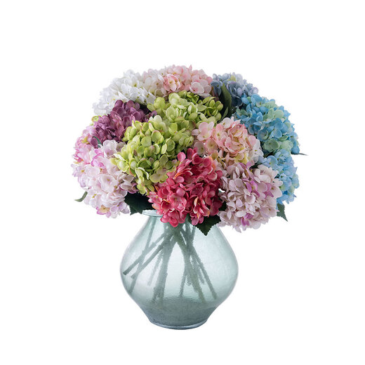 Hortensia de flores artificiales para decoración del hogar, flores de mano para boda, guía de camino, pared de flores artificiales, color blanco