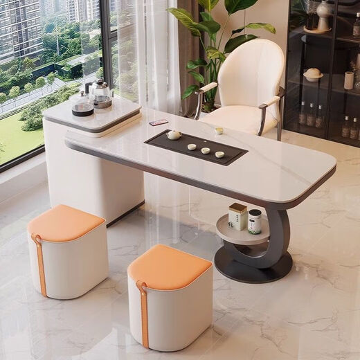 Slate balcony tea table and chair combination light luxury modern kettle integrated coffee table living room household small tea table single table pattern optional 1.2 meters free tea set