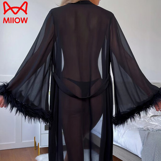 Catman Mesh Black Mariffon Nightgown Robe Velvet Big Flare Sleeves For Women Xia Bing Silk Sexy Translucent Bathrobe étendu 679 Love Super Long Red S recommandé 85-105Jin [Jin est égal à 0,5 kg] / 160cm ou au-dessus