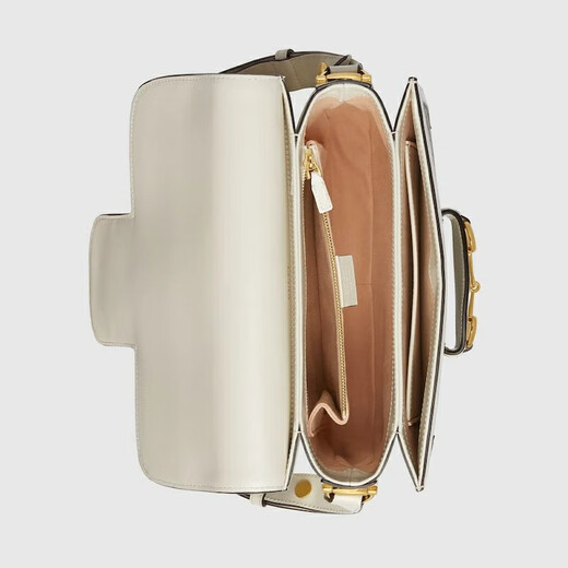 Gucci (Gucci) Satteltasche Horsebit 1955 bedruckte Leinwand Leder One-Shoulder Crossbody Tasche für Männer und Frauen [Geschenk] Weiß 602204-92TCG-9761 Länge 25 cm Breite 8 cm Höhe 18 cm