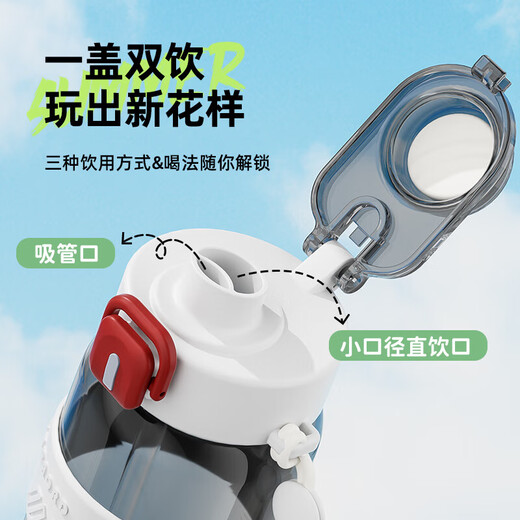 COOKSS Sports Water Cup Large Capacity Sports Water Bottle for Boys and Girls Summer Students Going to School Special Fitness Portable Water Bottle High Temperature Resistant Outdoor Deep Black - Thickened PC Double Drink 800ml