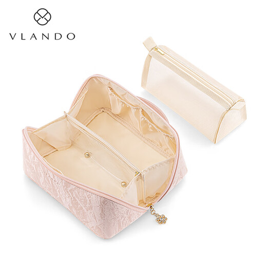 Weilando national style makeup bag new large capacity portable travel storage bag birthday gift for girlfriend sand pink