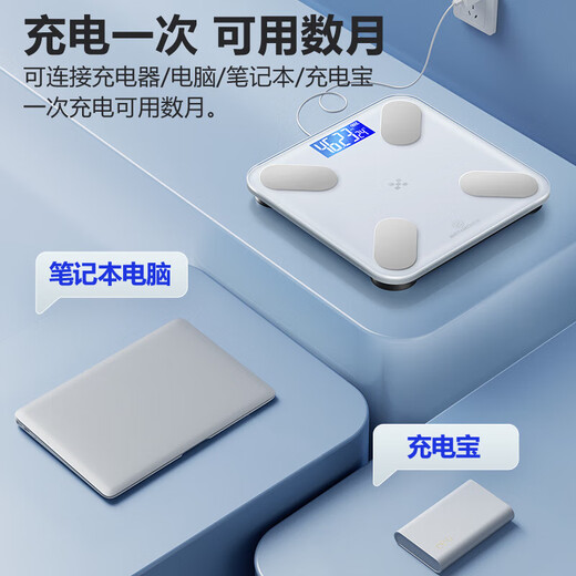 本博【HUAWEI HiLink生态产品】体脂秤体重秤家用精准电子秤减肥专用电子称CCTV中视购物推荐 【HUAWEI HiLink智联】白色+USB充电