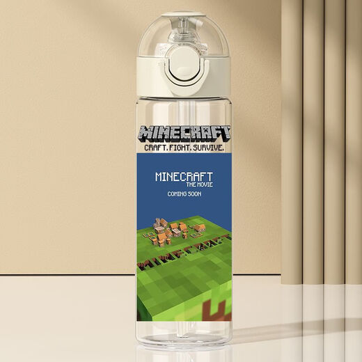 
Howwander Minecraft Steve Kuli fear peripheral straw cup 2D water cup plastic cup cartoon peripheral SF1283 world plastic straw cup 650ml