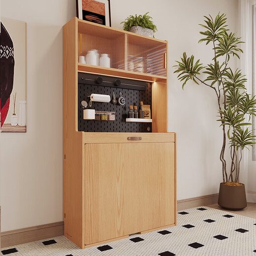 Maihao private solid wood small apartment folding dining table household retractable dining table folding table sideboard dining table integrated dining table and chair combination upgraded model sideboard integrated dining table - without chair