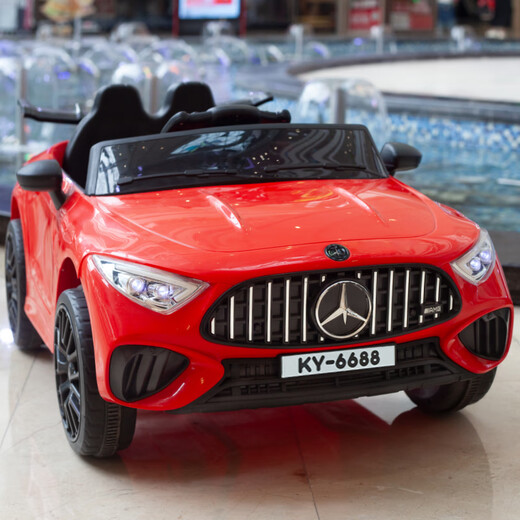 Tongxinyu children's electric car four-wheel car can sit on a person's remote control toy car first birthday gift delivered to your door, grilled black dual-wheel drive remote control leather seat