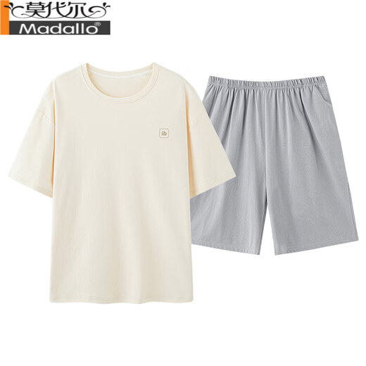 莫代尔纯棉睡衣男士短袖短裤夏季薄款2025新款中老年爸爸大码家居服套装 13603#肤色 纯棉短袖短裤 L 【建议100-120斤】