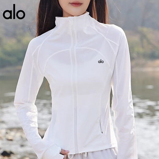 Traje de yoga de yoga de alo para mujeres al aire libre deportes al aire libre ropa de protección solar la ropa delgada y transpirable chaqueta de acondicionamiento físico de aptitud