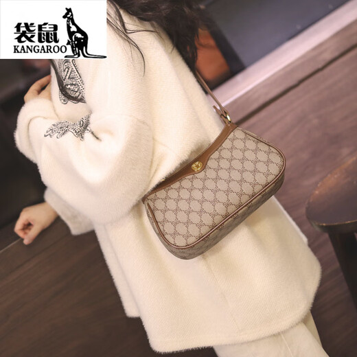 Kangaroo (KANGAROO) Luxury | Brand Genuine Leather Bag Women's Bag Shoulder Crossbody Bag 520 Valentine's Day Birthday Gift for Wife and Girlfriend Coffee Color Anniversary Birthday Gift for Girlfriend Wife Gift Box