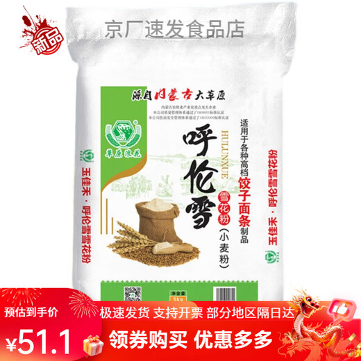 草原浪花内蒙古面粉呼伦雪10斤新国标GB/T1355-2021内蒙古面粉5kg 10斤呼 10斤呼伦雪