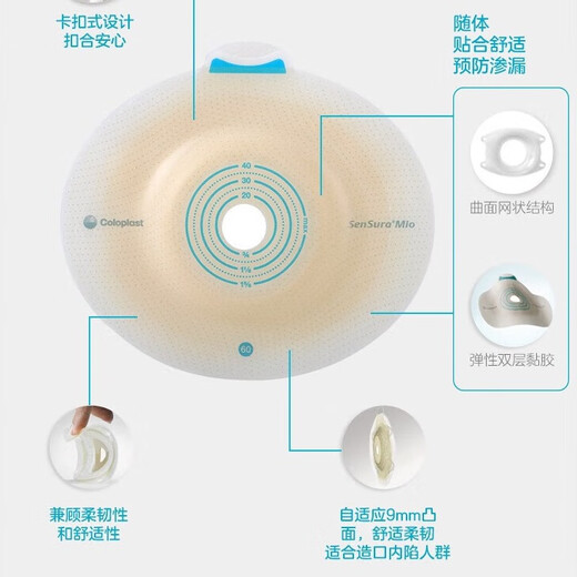 康乐保胜舒Mio二件式卡扣式深凸造口底盘16961/16971 两件式造口袋 16961底盘5个+11452不透明造口袋5个