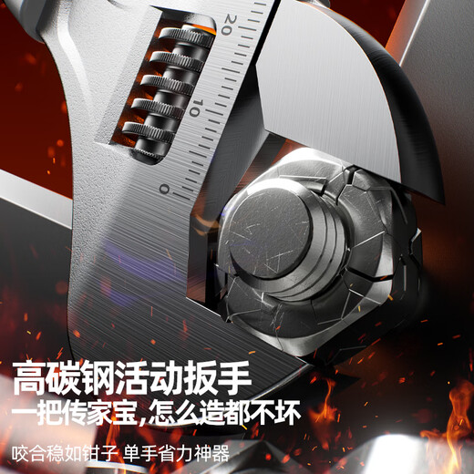 OLED 12-inch adjustable wrench set tool universal live wrench large opening multi-functional bathroom adjustable wrench light handle