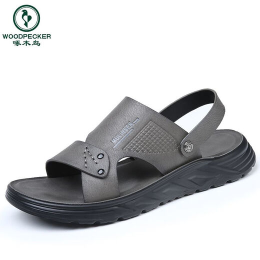Sandalias de carpintero para hombres de moda 2025 ropa de verano sin deslizamiento de zapatillas de playa casuales sin deslizamiento para hombres de cuero suave para hombres, zapatillas de doble propósito transpirables gris 11155 38