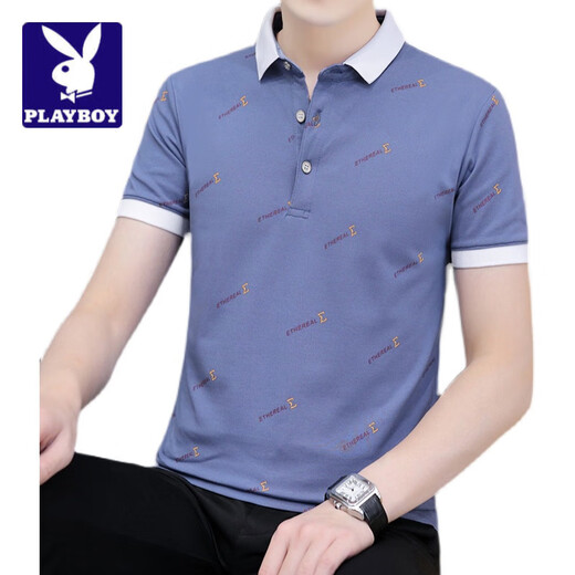 Playboy; T-shirt à manches courtes Playboy Summer Men 2025 Nouvelle jeunesse polyvalente décontractée Top Classic Thin Handsome Shirt Men Black Qy679 M 100-120Jin [Jin est égal à 0,5 kg]