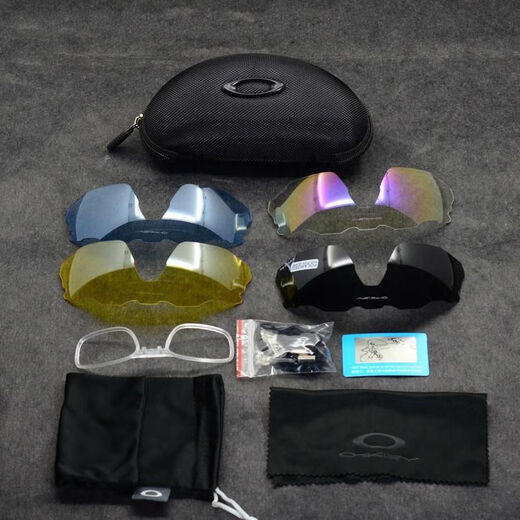欧克利（OAKLEY）O9275骑行眼镜户外运动跑步防风沙偏光墨镜5镜片装带近视框太阳镜 黑框黑片(偏光) 单支-送普通镜盒
