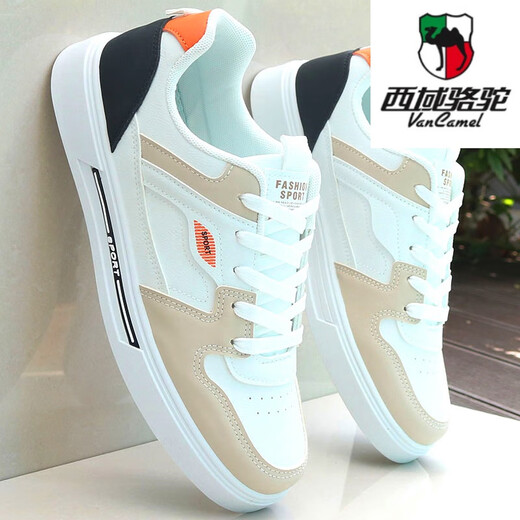 西域骆驼（VANCAMEL）品牌男鞋板鞋春夏季2025新款皮面小白鞋子男士潮流百搭运动休闲鞋 9910白卡旗舰款 39