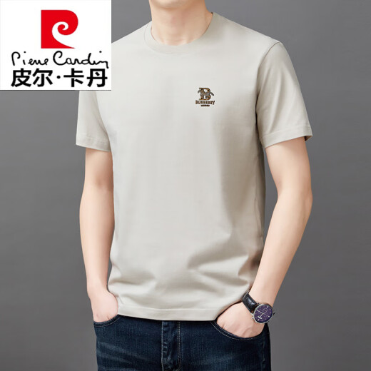 皮尔卡丹（pierre cardin）100％纯棉短袖t恤男士圆领夏季宽松半袖2025夏新款休闲纯色体恤衫 9929黑色 S 165