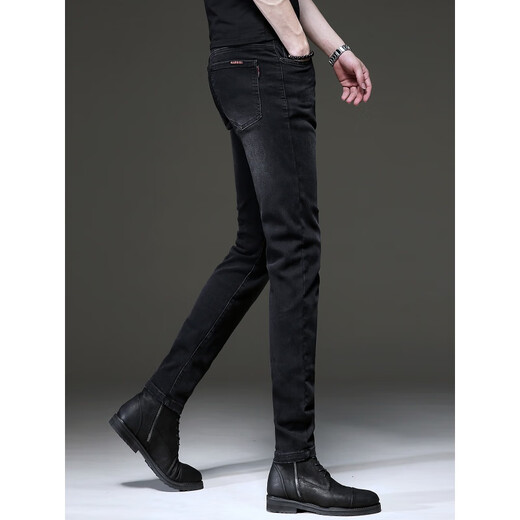TOME BORNEK high-end brand black jeans men's 2025 summer new Korean version trendy retro small feet stretch pants men 1049 gray 29 two feet two