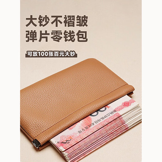 Hao'e Wallet Women's Cash Storage Bag Simple Soft Leather Long Wallet Large Note Storage Shrapnel Coin Purse Clutch Brown