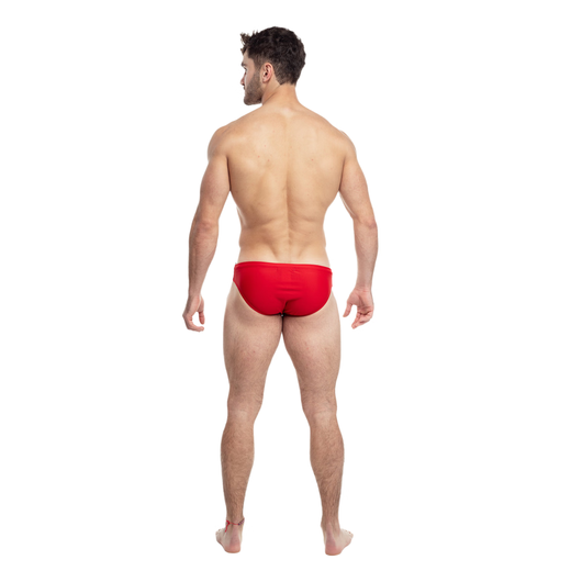 TADDLEE Badeanzug Herren Schnelltrocknende Anti-Peinlichkeits-Dreieck-Doppelschicht-Badehose mit heißen Quellen am Meer, professionelle wasserdichte Herren-Badehose mit niedriger Taille, Rot, M