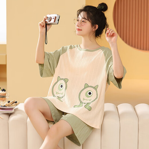 Des pyjamas à manches courtes pour femmes sont pour des vêtements de maison minces de grande taille en coton d'été peuvent être portés à l'extérieur pour le printemps décontracté et l'automne mignon GXT6636 m (recommandé 75-95jin [Jin est égal à 0,5 kg]))