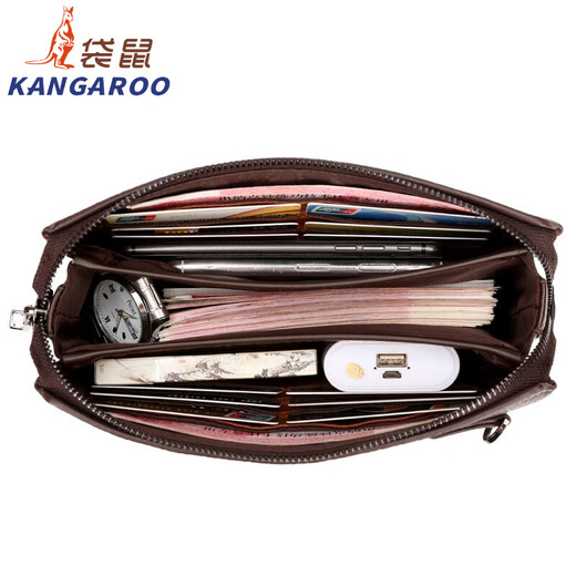 袋鼠（KANGAROO）2025新款手拿包密码锁男士软皮手包大容量手抓包商务手机钱包 A90手棕色