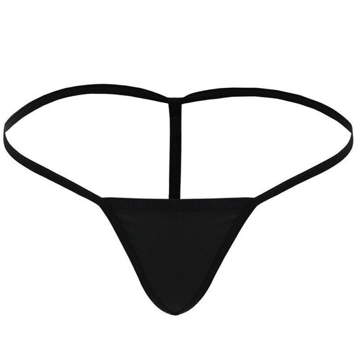 Xinmanwei sexy underwear for men, ultra-thin silky thong, shiny JJ set, masturbation airplane briefs, mesh see-through T-pants, women's thong black (80-120Jin Jin is equal to 0.5 kg)