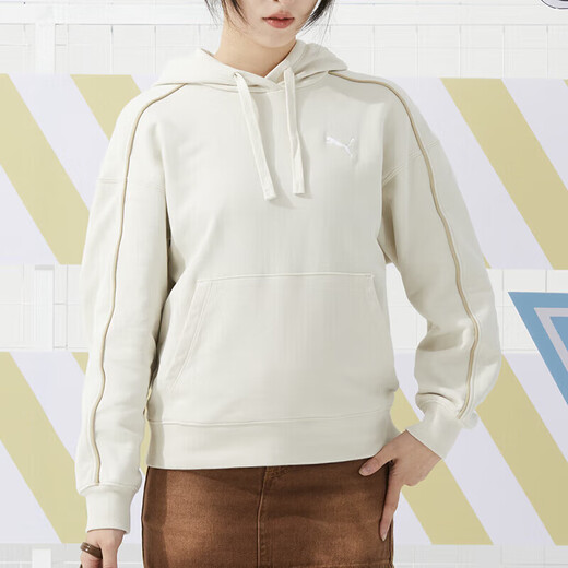 Puma (PUMA) suit cotton women knitted sportswear embroidered LOGO hooded sweatshirt pullover trousers casual pants suit/682158-87+682160-87 L