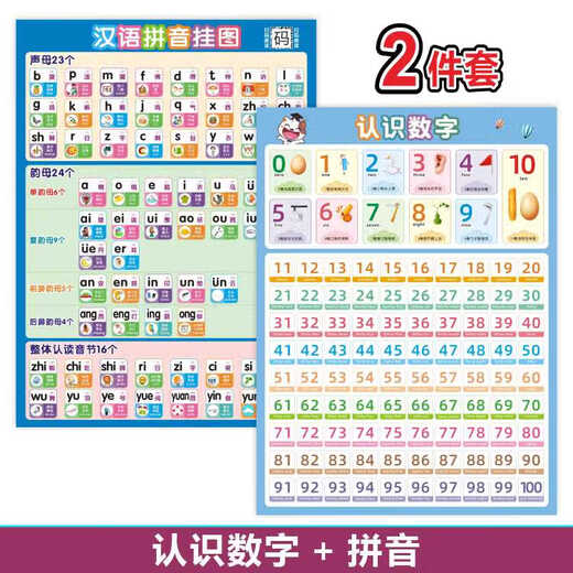 Xuanyong Números y números para niños Pegatizas de pared Aprendizaje de artefactos para niños en Kindergarten Baby conoce cien números Tablas Pegatizas de pared COMPLETOS SET DE NÚMEROS + PINYIN 2 FOTOS