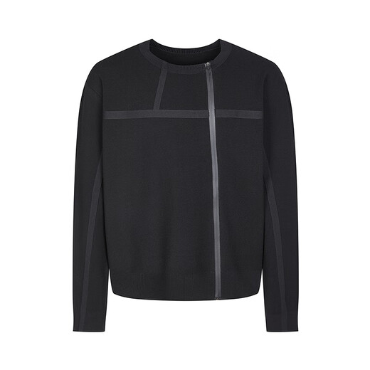 Sketch men's 2025 spring new sweater long-sleeved cardigan jacquard sweater round neck H-shaped casual simple 9P2310830 001 black M