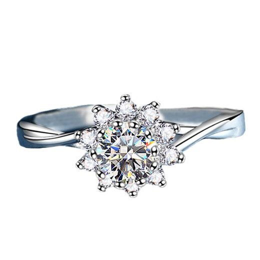 RHM Sunflower Platinum Ring Women's Moissanite Diamond Ring PT950 Platinum Customized Closed Valentine's Day Gift for Girlfriend Platinum Sunflower Ring + Certificate + Gift Box