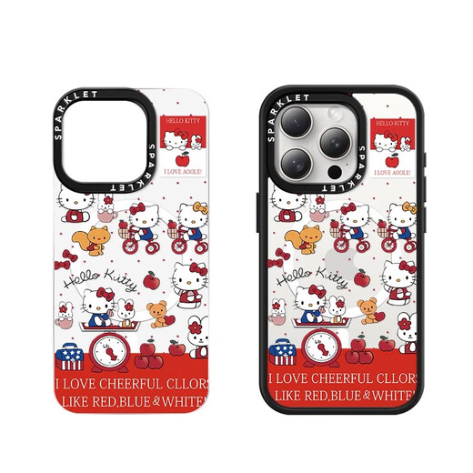 Beau Ten Cent (MSMF) Sanrio Apple Magnetic Phone Case Magsafe Cartoon Cute Girl Heart Katie Cat Advanced Wireless Charges Deux-en-1 Case de protection anti-automne pour femmes applicable [acrylique magnétique] Pudding Dog-BG694G iPhone14pro