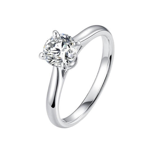 Junpoqifan 18k gold cultivated diamond ring for women classic four-claw real diamond one carat 50 points diamond engagement ring platinum PT950 50 points classic four-claw D VS1 No. 8 circle