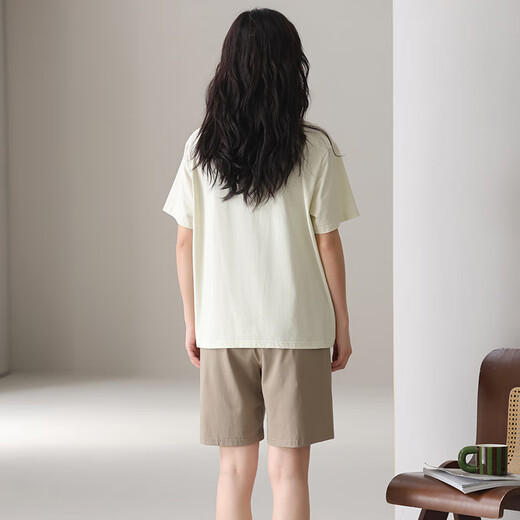 浪莎（LangSha）情侣睡衣一男一女带胸垫莫代尔夏季短袖薄款卡通休闲可外穿家居服 6636 XL 女+男款XL